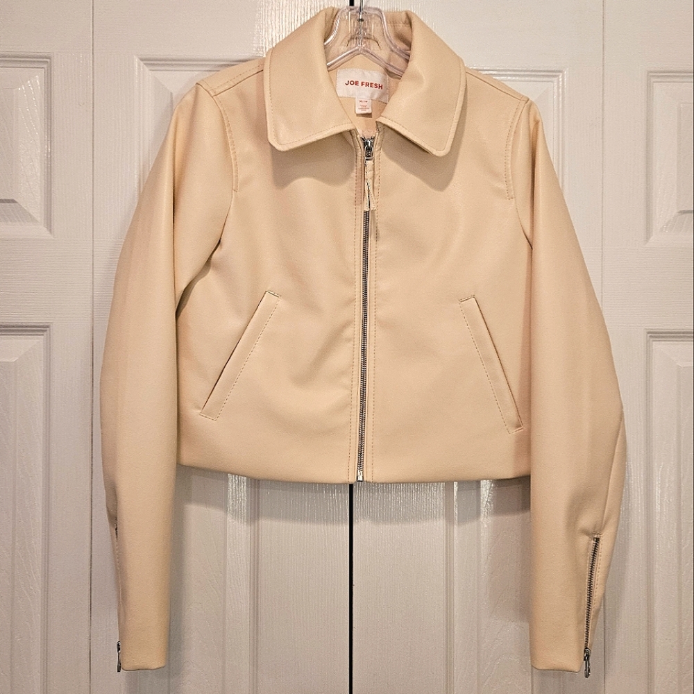 NWOT Joe Fresh Faux Leather Cream Jacket